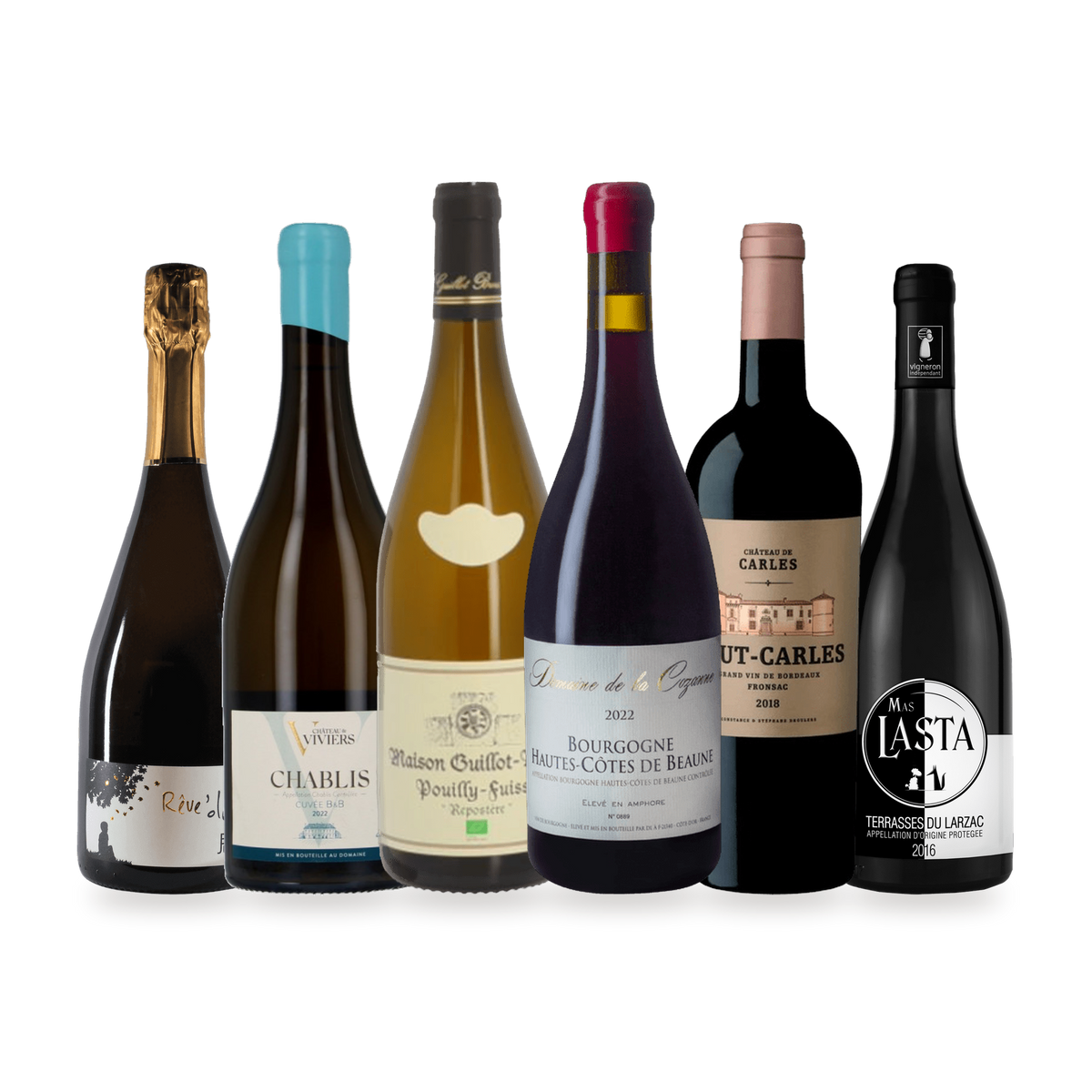 Smagekasse Julemiddagen med seks franske vine: Crémant, to hvide Bourgogner og tre rødvine