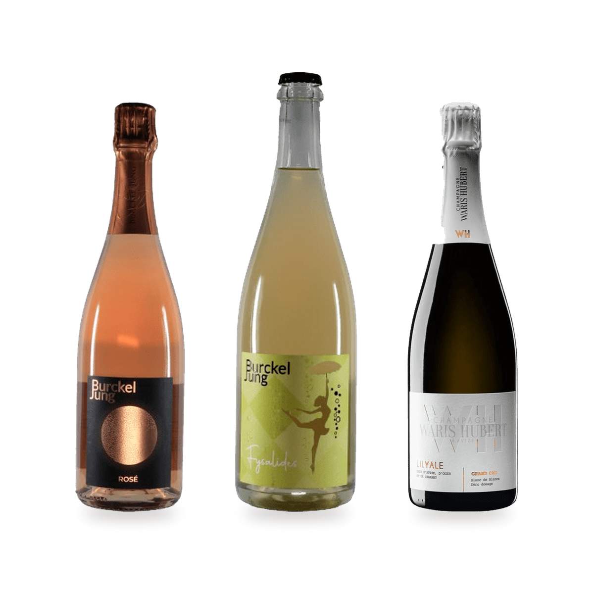 Smagekasse Nytårsaften med Crémant d'Alsace Rosé, Pet Nat Fysalides og Champagne Lilyale Grand Cru